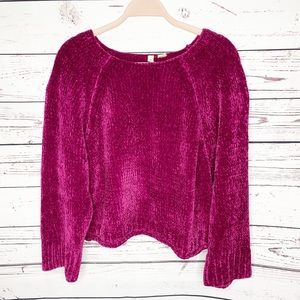 Anthropologie Moth Chenille Magenta Sweater